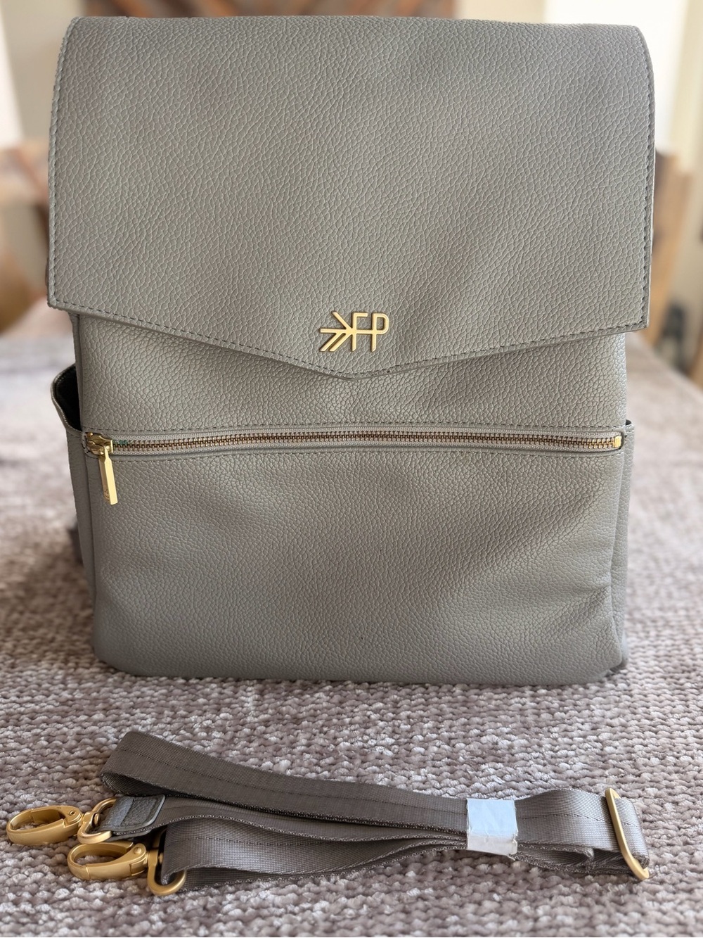 Freshly Picked Classic Diaper Bag Backpack Stone Gray